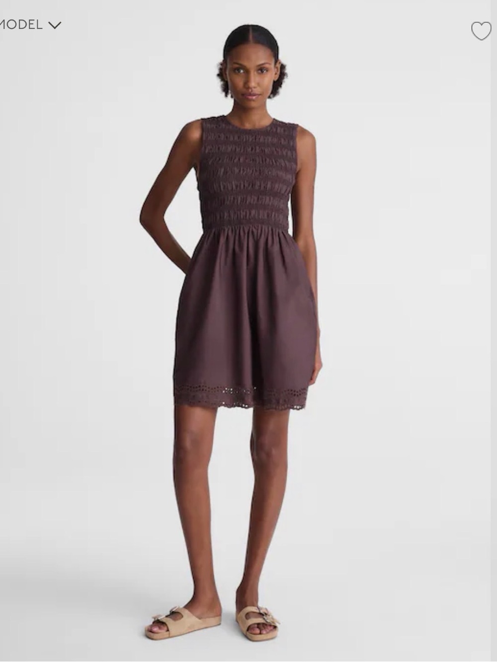 Madewell Melody smocked mini dress women’s size small brown